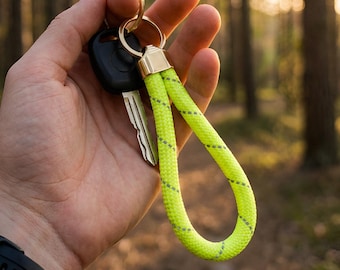Portachiavi riflettente fosforescente per escursionismo, corsa, ciclismo, attrezzatura di sicurezza per attività all'aperto, clip per corda al neon luminosa fatta a mano per avventure notturne