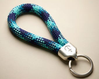 Portachiavi con corda nautica e puntale a forma di ancora placcato in argento, portachiavi a forma di barca a vela, regalo per amanti del mare, accessorio nautico da uomo per marinai.