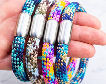 Bracciale in corda nautica con chiusura magnetica in acciaio inossidabile, cinturino in stile marino, accessori in corda da vela ispirati all'oceano, regalo per gli amanti del mare