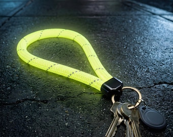 Portachiavi fosforescente, non perderai mai più le chiavi, portachiavi riflettente giallo neon, facile da trovare al buio con cinturino luminoso