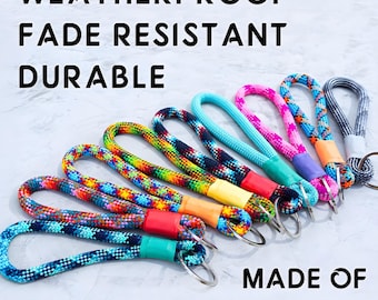 Portachiavi in corda da arrampicata fatto a mano - 36 colori vivaci, portachiavi in corda resistente, portachiavi minimalista per attività all'aperto, regalo per scalatori e amanti dell'avventura.