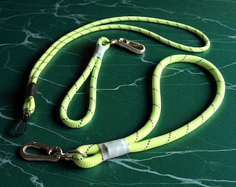 Portachiavi riflettente con cordino fosforescente, cordino da arrampicata fluorescente giallo neon, guinzaglio per cani fluorescente, cordino di sicurezza, badge identificativo per eventi