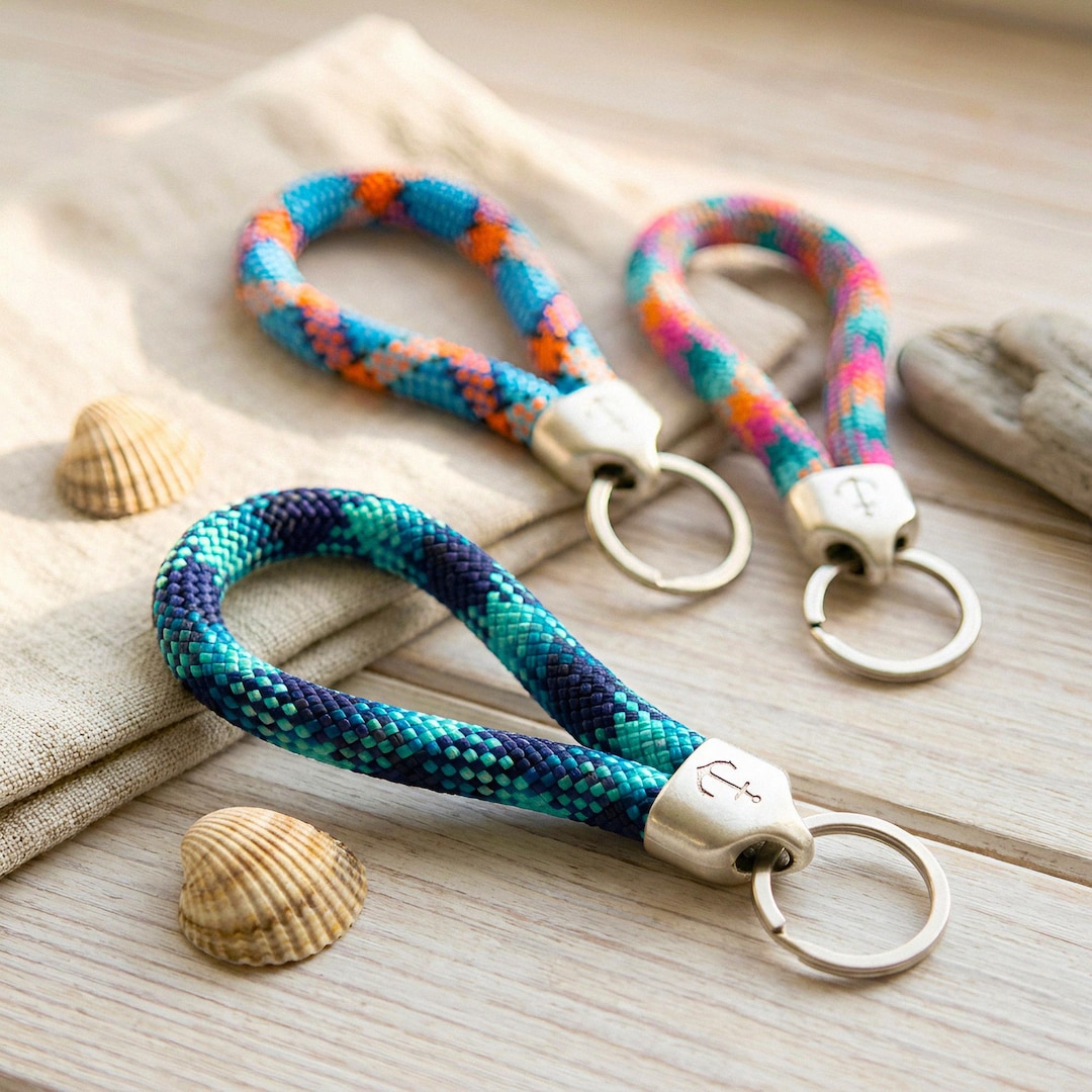 Nautical Rope Key Sizes Sailing Rope Keychain, Nautical Anchor Key Chain, Boat Lover Gift, Mens ...