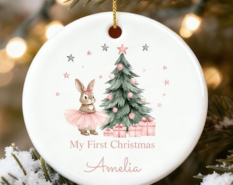 Personalisierte Baby Mädchen erste Weihnachten Ornament, erste Weihnachtsbaum Dekoration, Andenken Ornament 2025