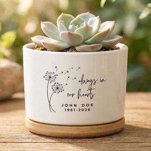 Personalized Memorial Succulent Planter Pot,Sympathy Gift For Loss, Modern Minimal Indoor Plant Pot, Custom Remembrance Decor