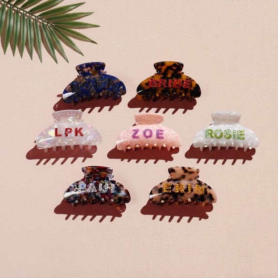 Personalized Initial Acetate Hair Claw, Custom Name  display picture 3