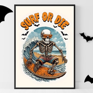 Summerween Digital Art Print | Summerween Decor for Party & Wall | surfer Decorations | A2 Hi-Res JPG | Summerween Vibes Halloween Party