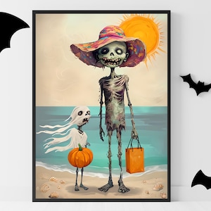 Summerween Digital Art Print | Summerween Decor for Party & Wall | Zombie Decorations | A2 Hi-Res JPG | Summerween Vibes Halloween Party