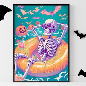 Summerween Digital Art Print | Summerween Decor for Party & Wall | Popart Halloween  | A2 Hi-Res JPG | Summerween Vibes Halloween Party