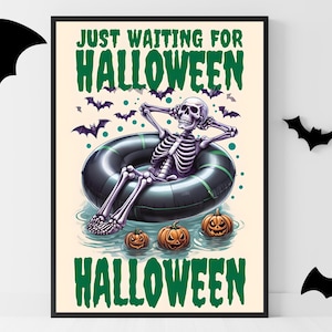 Summerween Digital Art Print | Summerween Decor for Party & Wall | Skeleton Decorations | A2 Hi-Res JPG | Summerween Vibes Halloween Party