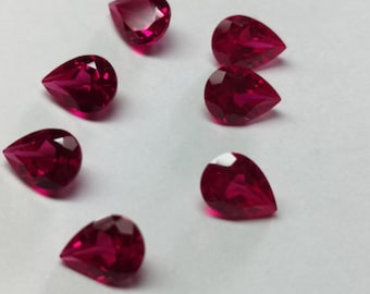 Ruby Corundum Pear Cut 6×8 mm Lab-Grown Gemstone for Jewelry Making