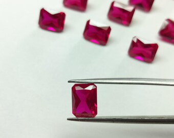 Ruby Corundum Radiant Cut 7x9 mm Lab-Grown Gemstone for Jewelry Making