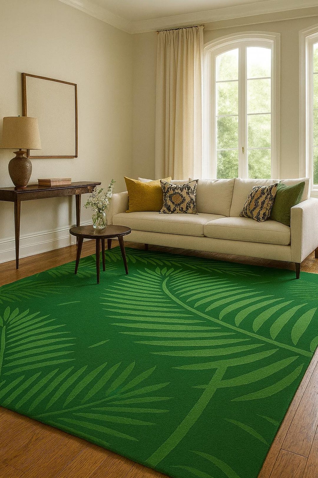 Palm Rug Hand-tufted Tropical Palm Leaf Rug: Modern Botanical Carpet - Etsy