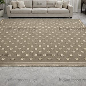 Tapis de passage en laine marron fait main : tapis de couloir moderne