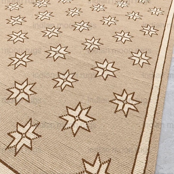 Handmade brown Wool Runner Rug: and area rugs Modern Hallway Carpet