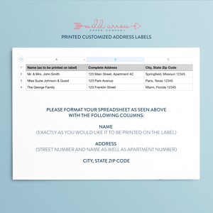 Guest List Address Labels 1x2-5/8 Wedding Invitations Printed Mailing ...