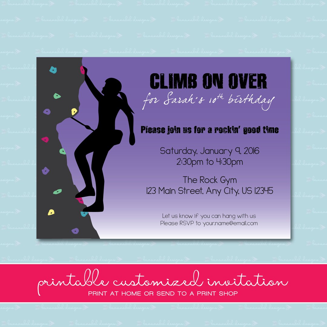 Rock Climbing Birthday Invitation - Etsy
