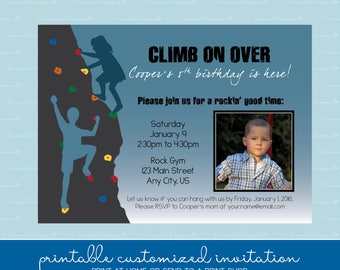 Children's Rock Climbing Birthday Invitation with Photo