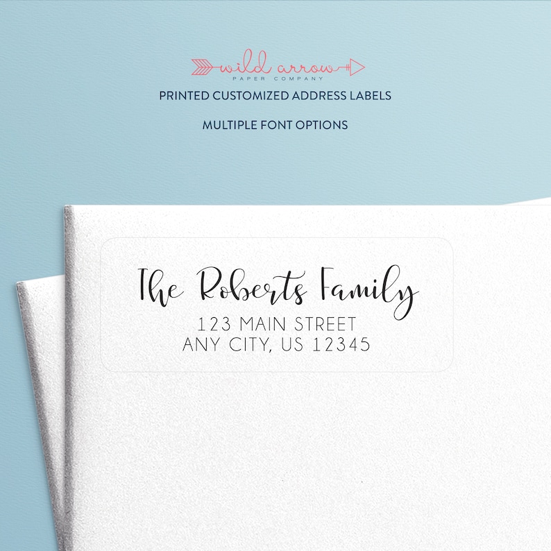 Handlettered Fonts Adhesive Return Address Labels Etsy