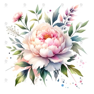 Watercolor Flower Clipart Bundle 12 | Pink Floral PNG | Flowers Print | Digital Download | High Quality PNGs | Commercial Use | Paper craft