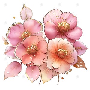 Watercolor Flower Clipart Bundle 20 | Pink Floral PNG | Flowers Print | Digital Download | High Quality PNGs | Commercial Use | Paper craft