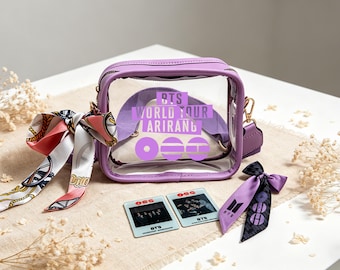Gepersonaliseerde BTS AIRANG doorzichtige waterdichte crossbodytas, door stadion goedgekeurde PVC-concerttas, K-Pop-concertcadeaus, Arirang-merchandise