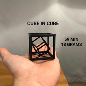 Cube in Cube – Geometric 3D Printed Sculpture & Desk Decor