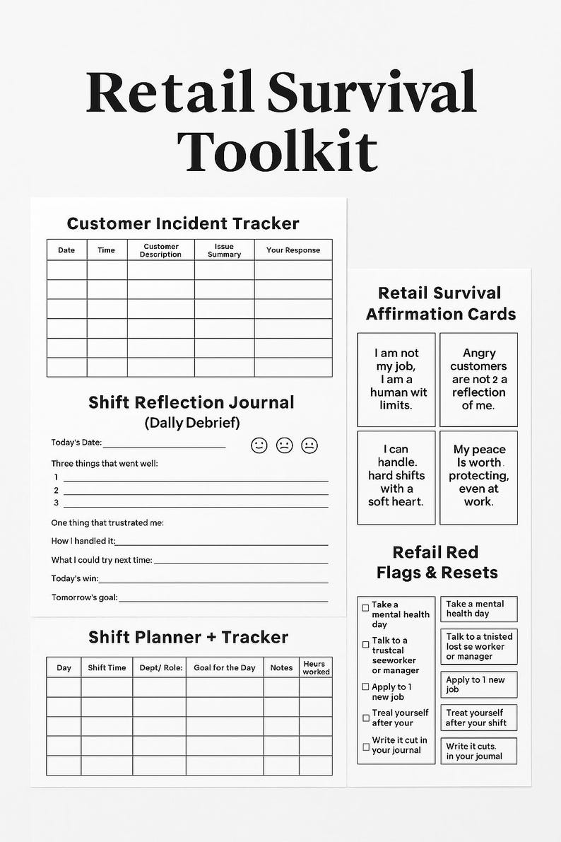 Retail Survival Toolkit Printable | Shift Tracker, Incident Log, Retail ...