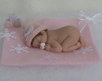 Handmade Infant Baby Girl Doll Miniature for display or decoration, cake topper or photography prop
