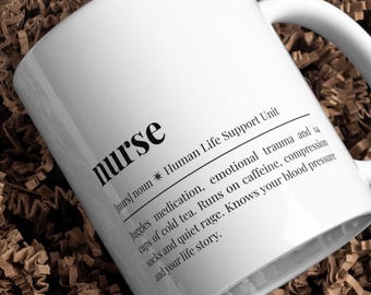 Funny Nurse Mug: Human Life Support Unit Definition - Healthcare Gift, Thank You gift for Nurse, RN Graduation