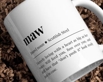 Maw-definitiemok | Grappige Schotse Maw-koffiemok | Cadeau voor Maw | Schots Moederdagcadeau | Schotse familiehumor