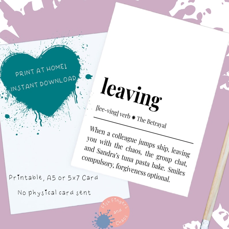 Funny Leaving Card for Colleague · Printable Instant Download A4 Fold ...