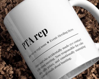 Funny PTA Rep Mug: Event-Herding Hero Definition - School Volunteer Gift