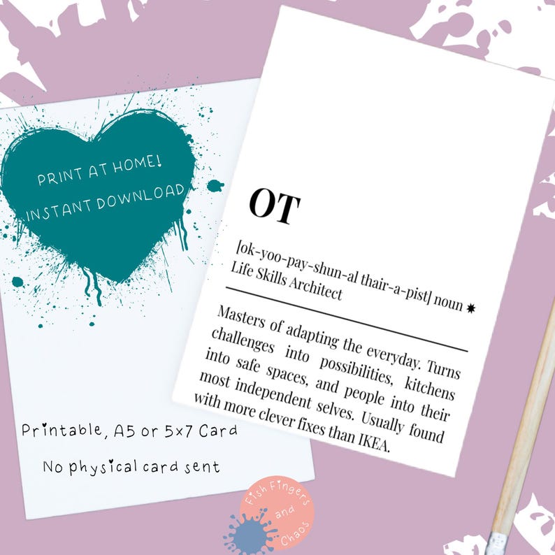 Printable OT Definition Card · Instant Download A4 Fold to A5 / 5x7 ...