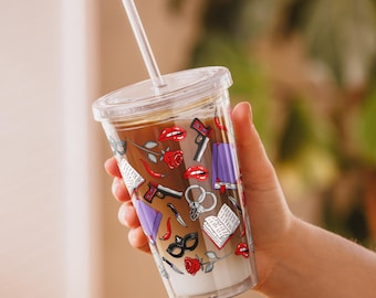 Donker-romantische beker met rietje: Spicy Smut Reader Iced Coffee Cup