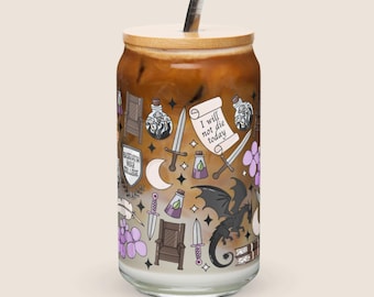 Dragon Rider Glass with Lid & Straw: Fourth Wing Inspired, Iced Coffee Cup
