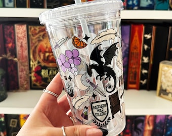 Vaso con pajita de Dragon Rider: inspirado en Fourth Wing, taza de café helado
