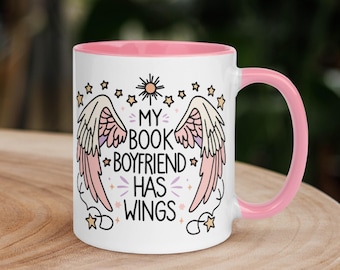 My Book Boyfriend Has Wings Mug: Fae Fantasy Ceramic Coffee Cup