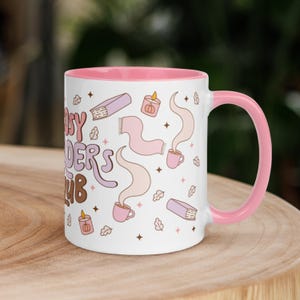 Cozy Readers Club Mug - Pink Book Lover Mug, Bookish Gift for Her, Aesthetic Reading Mug, Cute Reader Coffee Cup, Romance Reader Mug