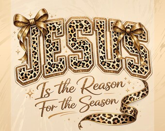 Jesus Is The Reason For The Season DTF Transfer Ready To Press, Leopard Jesus Heat Press