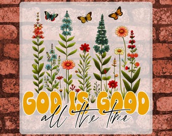 Floral God Is Good DTF Transfer, Retro Christian Iron-On