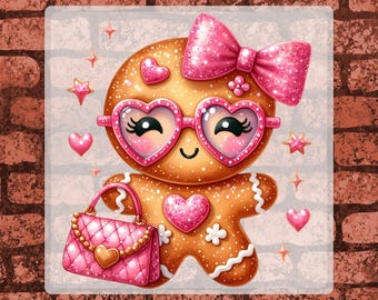 Coquette Gingerbread Man Christmas DTF Transfer Ready To Press, Preppy Gingerbread Festive Iron On Transfer