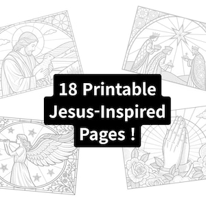 Jesus Coloring Book for Adults | Printable Christian Art Pages | Faith-Based Line Art | Digital Bible Coloring PDF