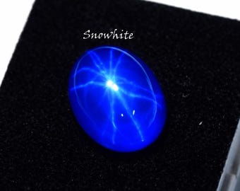 Zafiro azul estrella de Ceilán de 15 quilates, piedra preciosa suelta de corte cabujón ovalado natural con seis rayos para anillos, pendientes y regalos de San Valentín.