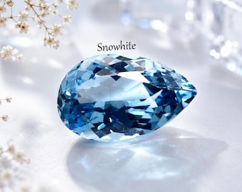 Exquise pierre précieuse naturelle aigue-marine de 15 carats, taille poire, bleu océan, pierre libre transparente pour bijoux haut de gamme, collectionneur et cadeau