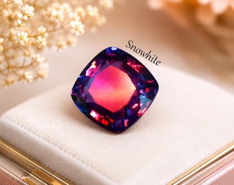 Coussin en alexandrite à changement de couleur russe de 16,30 carats, taille coussin, violet violet foncé à rouge bleu, pierres précieuses en vrac pour bagues et bijoux