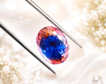 Saphir Pitambari naturel rare 14 carats taille coussin certifié pêche rose et bleu bicolore pierre de naissance en vrac