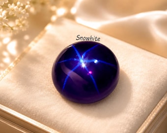 Zertifizierter, natürlicher, violetter Sternsaphir aus Sri Lanka, 10 Karat, seltener 6-strahliger Asterismus, Cabochon, loser Edelstein, Premium-Stein für Ringe und Sammler