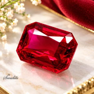 Rubí rojo birmano natural de 10 quilates, talla esmeralda, certificado, gema suelta, rubí birmano para la fabricación de anillos y joyas, gema rara para coleccionistas, regalo para ella.