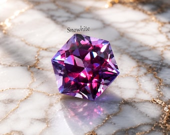 Alexandrite naturelle de 9 carats, taille hexagonale, bleu, rouge, violet, couleur changeante, certifiée, pierre précieuse en vrac, rare, collectionneur, bijouterie fine